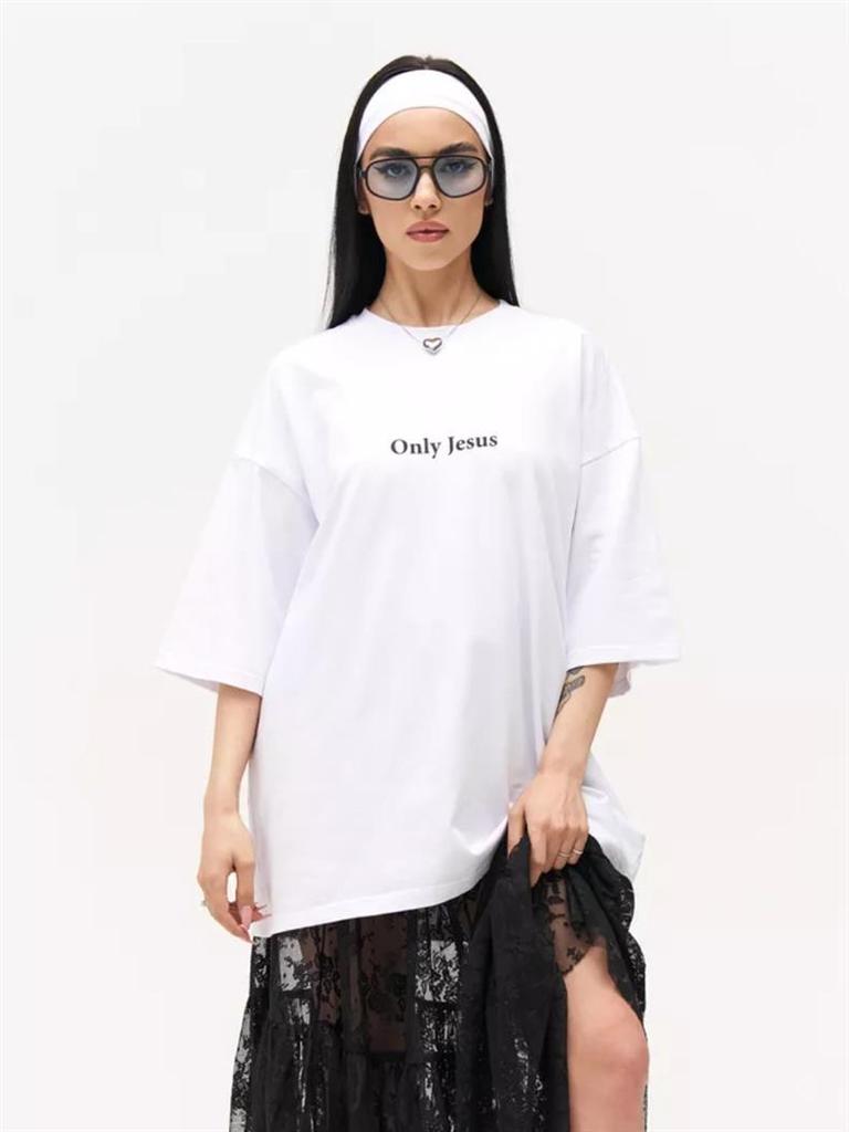 Универсальная футболка оверсайз из 100% хлопка с простым принтом, с коротким рукавом, из плотной ткани, повседневный летний топ