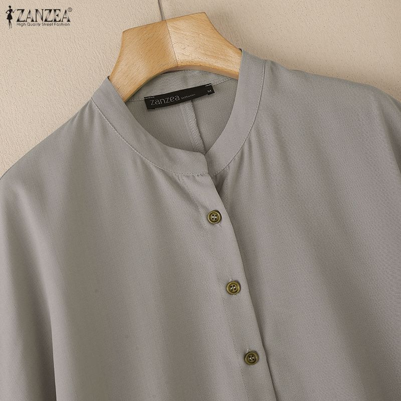 ZANZEA Women Round Neck Loose Casual 3/4 Sleeve Blouse