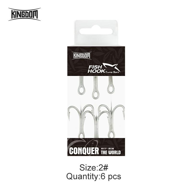 Kingdom Тройной рыболовный крючок из углеродистой стали, рыболовные крючки 1 # 2 # 4 # 6 # с антикоррозийным покрытием 6 шт./лот 3X прочные крючки рыболовные аксессуары
