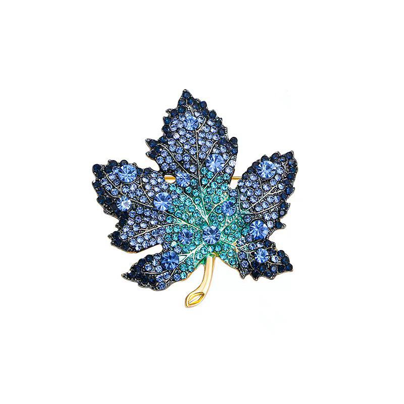 2024 New Enamel Maple Leaf Brooches for Women Fashion Full of Rhinestone Metal Casual Office Brooch Pin Party Wedding Gift