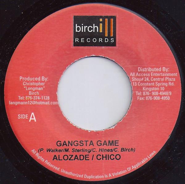 7-дюймовая пластинка ALOZADE / CHICO / DANIELLE - Gangsta Game / Down Town Man НЕТ Birchill Record Ямайка Регги, Ска и Даб Б/У
