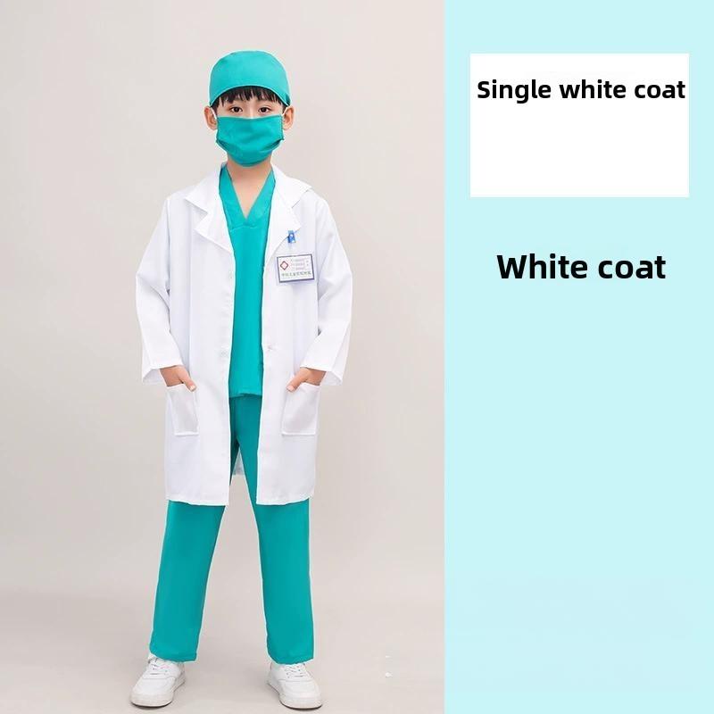 Epidemic Prevention Suit Doctor Surgical Gowns White Coat Kids Halloween Costume