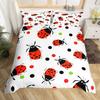 Cute Ladybug Duvet Cover Twin Queen Cartoon Animal Ladybird Insect Bedding Set Kawaii Wildlife Love Heart Print Comforter Cover
