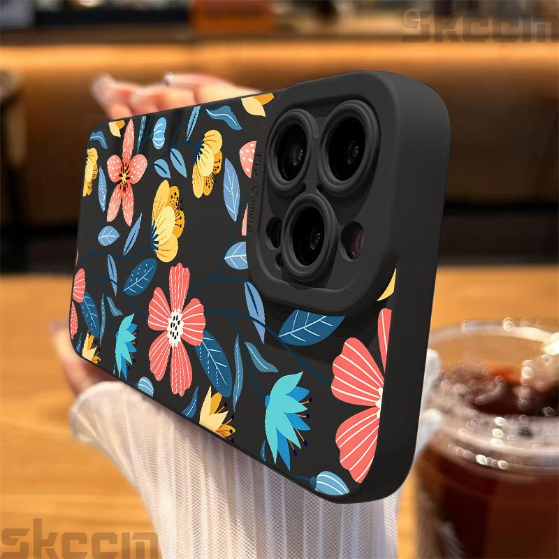 Colorful Flowers Strawberry Silicone Case For Samsung Galaxy S25 S24 S23 Ultra S22 S21 Plus S20 FE A55 A54 A15 A35 Soft Cover