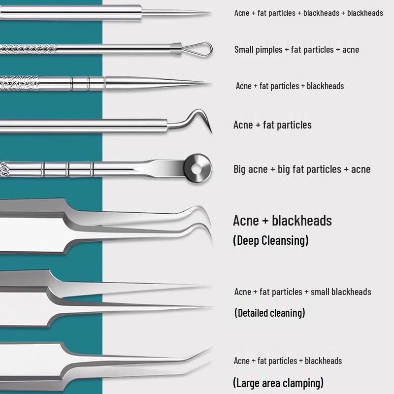 Ультратонкий набор для удаления черных точек: Пинцеты высокой точности, скребок для комедонов, бьюти-пик и инструменты-иглы от акне