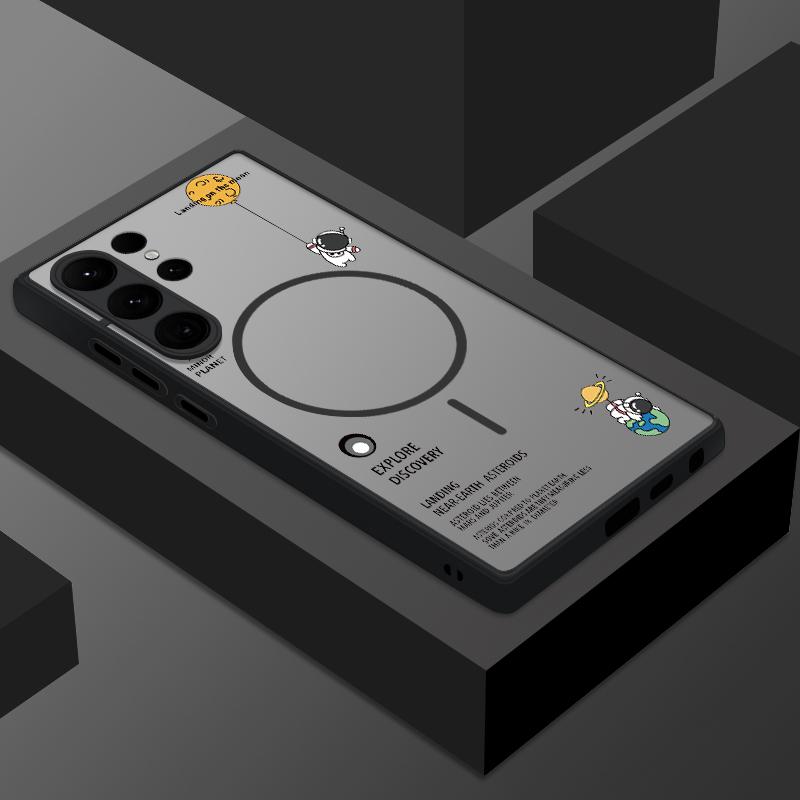 Прозрачный матовый беспроводной магнитный чехол для Samsung S25 Ultra S24 FE S23 Plus S22 S21 противоударный мягкий чехол для телефона