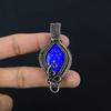 Подвеска из лазурита, ювелирное изделие из драгоценного камня ручной работы, подвеска, обернутая медной проволокой 999 пробы, ювелирная подвеска уникального дизайна
