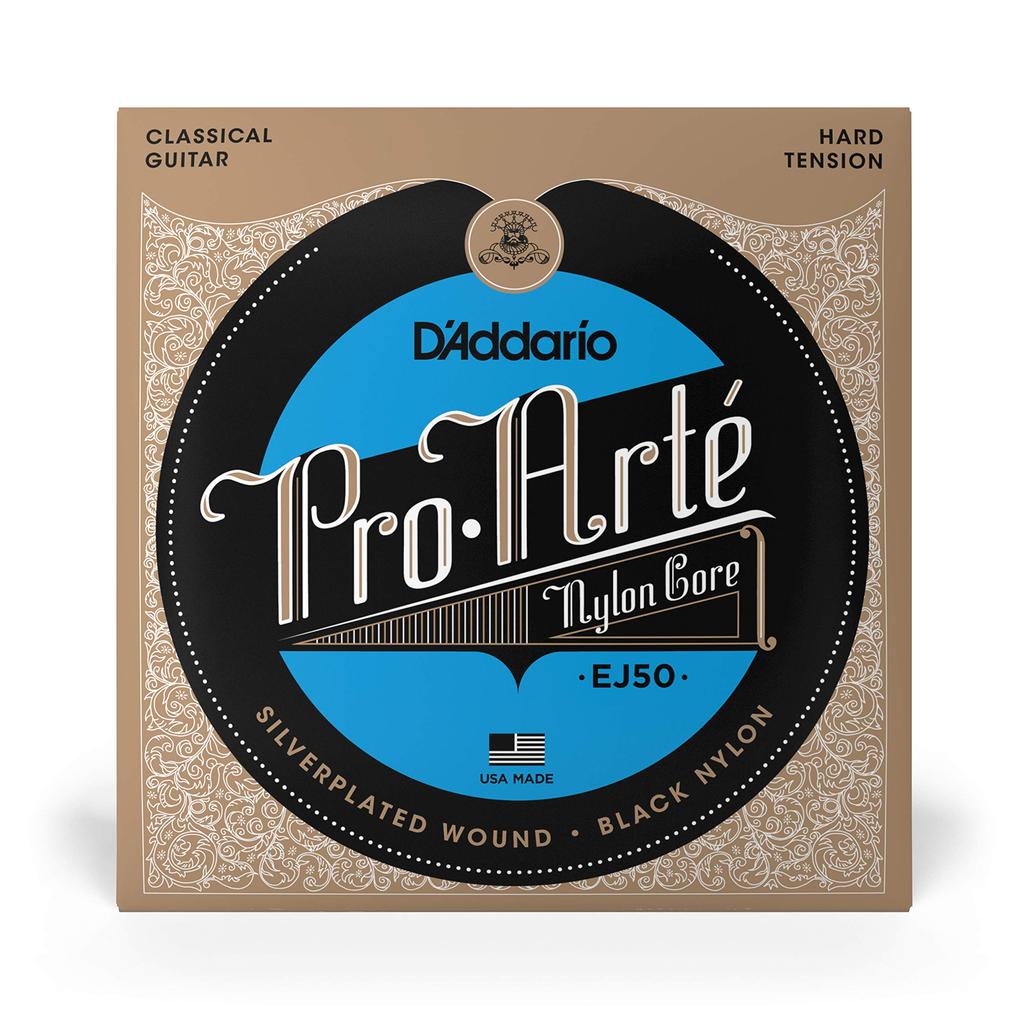ProArte Классическая гитара EJ50 Струны D'Addario, Серебряные/Черные Жесткие,