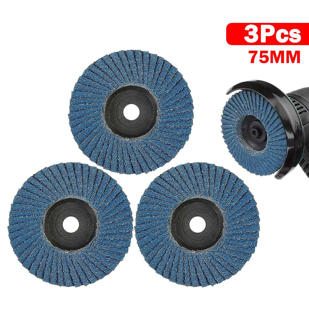 3pcs 75mm/3 Inch Flat Flap Discs Grinding Wheels Mini Angle Grinder Sanding Discs for Metal Wood Polishing Cutting Accessories