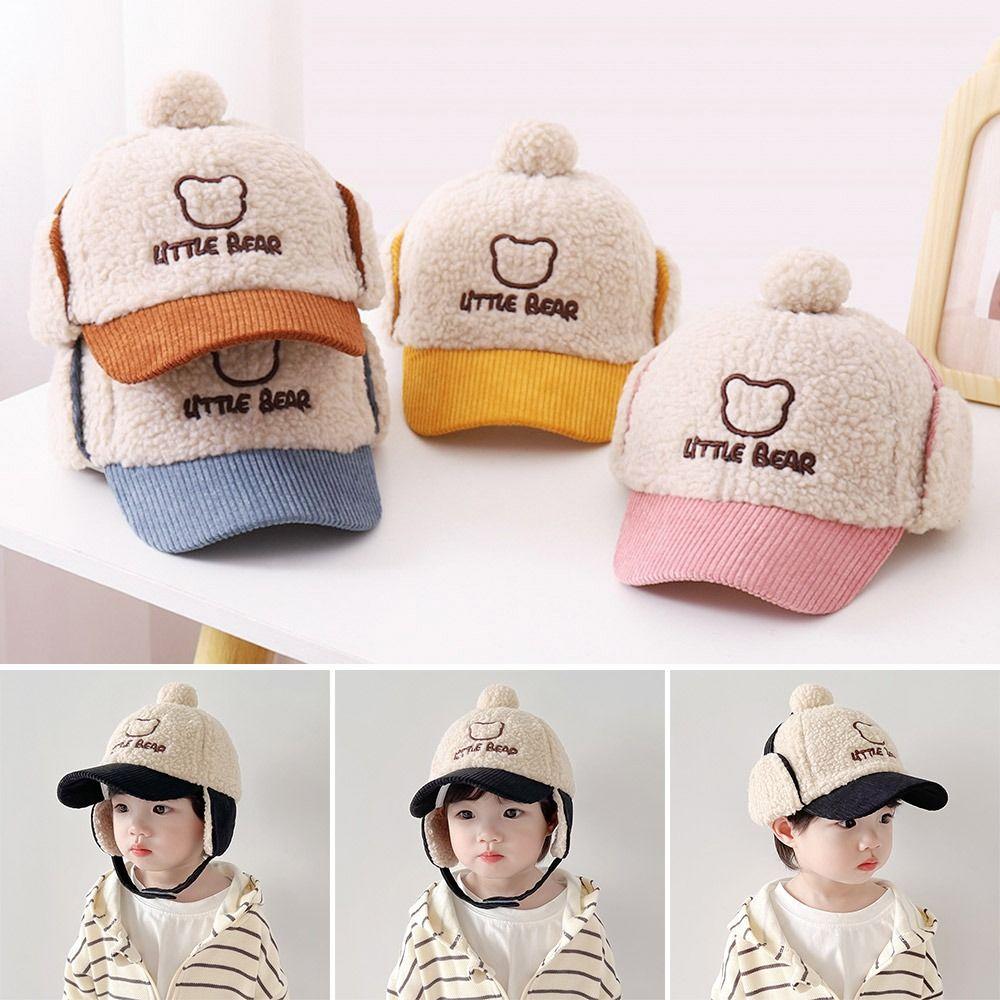 Earmuff Baby Baseball Cap Cute Bear Lei Feng Hat Winter Kids Peaked Caps  Toddler