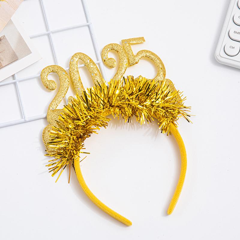 1 шт. новогодние диадемы повязка на голову 2025 Eve Supplies Happy головной убор цветной цифровой обруч для волос украшение для рождественской вечеринки