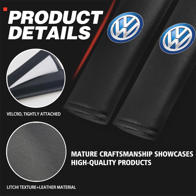 For Volkswagen VW 2pcs Car Seat Belt Shoulder Protector Litchi Grain Fatigue Relief Pad Polo Jetta Sagitar Magotan Passat B5 B6 zg6