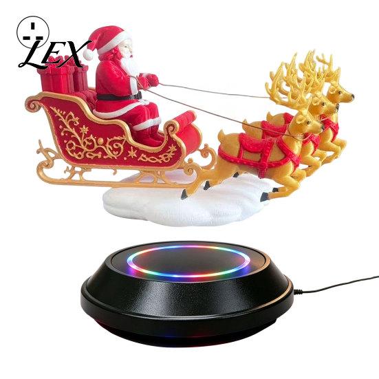 Floating Christmas Ornament Gift Santa Sleigh, Magnetic Levitation Santa's Flying Sleigh Ornament, Holiday Centerpiece for Fireplaces Display