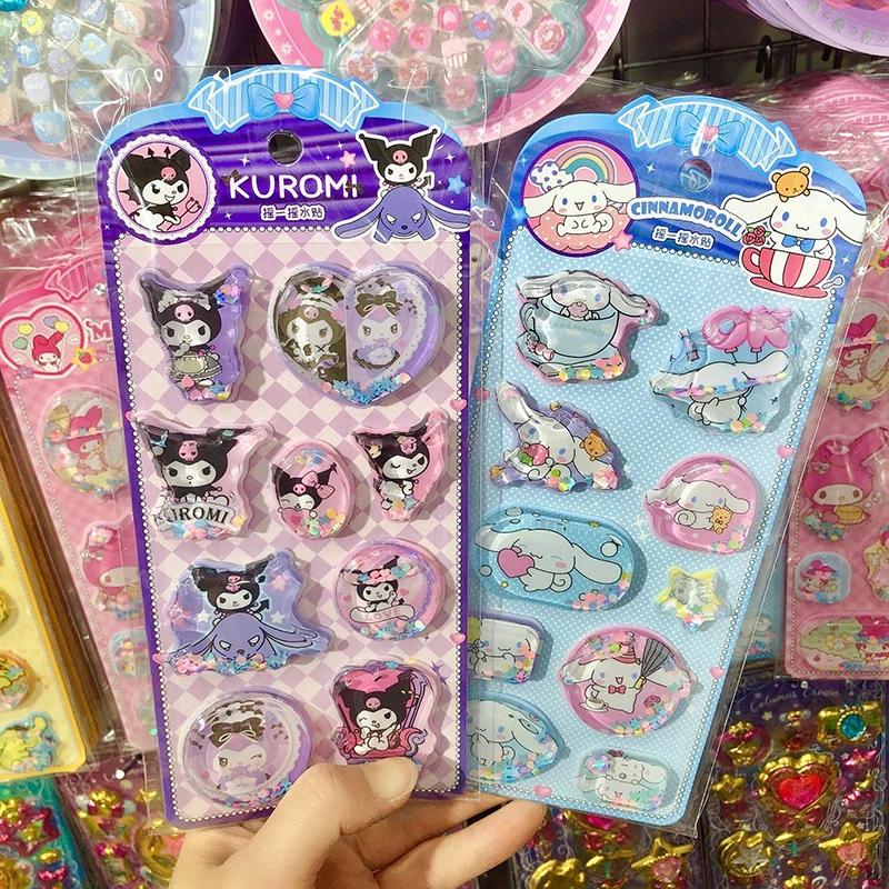 6Sheets DIY Sanrio 3D Shake Sticker Cute Anime Kawaii Notebook Album Diary Handbook Decorationfor Student Stationery Kids Toy