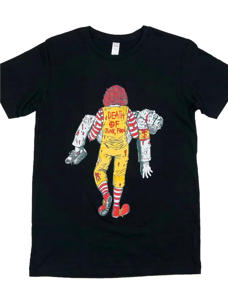 Unisexs Retro Fast Food TShirt with Ronald Iconic Logo PrintCasual Tee for Themed PartiesNostalgic Gift Idea 2026