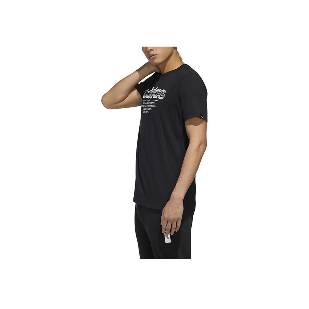 Adidas Однотонная футболка с круглым вырезом и логотипом, мужские топы, черный FM6242