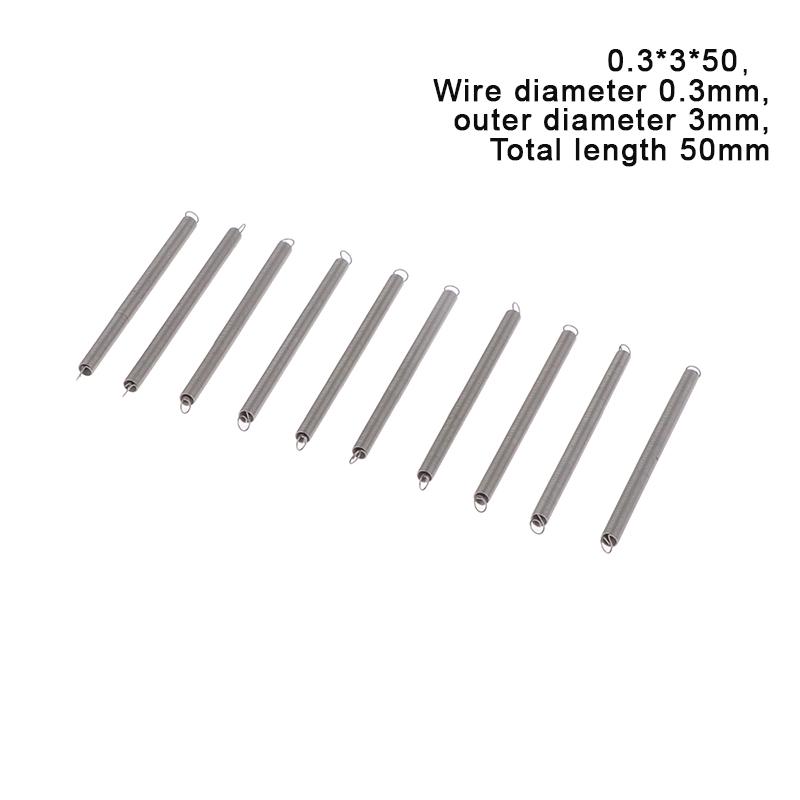 10 шт./лот, пружина растяжения 0,3 мм, удлинительная пружина из нержавеющей стали 304, наружный диаметр 3 мм-4 мм