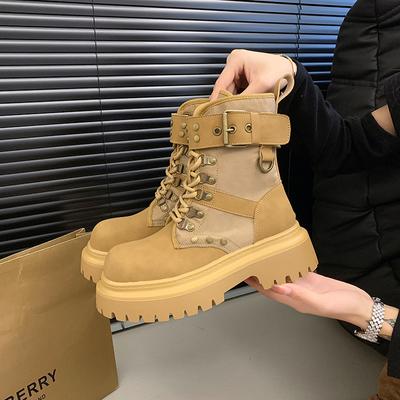 Мода 2024 Новые Зимние Ботильоны на Платформе для Женщин Модные Женские Элегантные Ботильоны на Шнуровке Уличные Ботинки на Толстой Подошве Мотоциклетные Ботинки