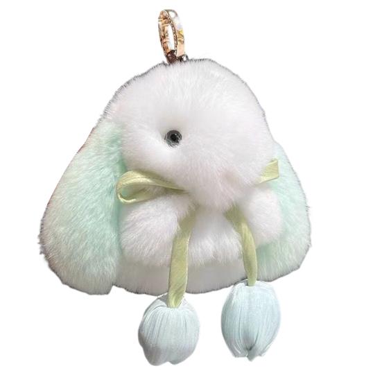 Плюшевый брелок-кролик мини пушистый кролик кольцо для ключей рюкзак школьная сумка подвесное украшение шарм для сумки