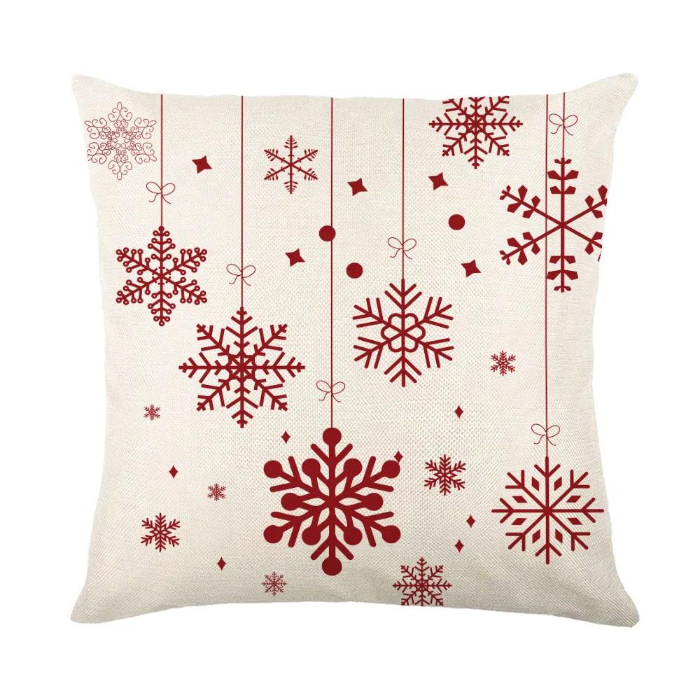 Christmas Cushion Cover Linen Pillow Covers Holiday Decoration Home Decor Salon Sofa Pillow Case Throw/Couch