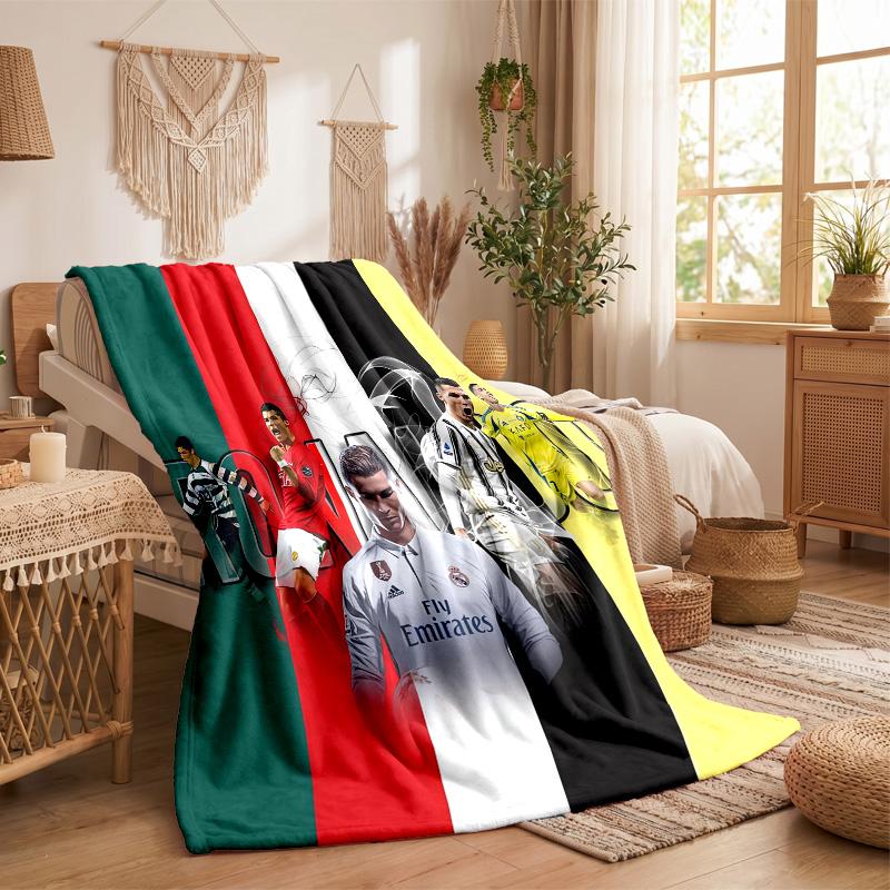 Cristiano Ronaldo Print Flannel Blanket Soft Warm Sofa Bed Throw Blanket For Home Office Bedroom