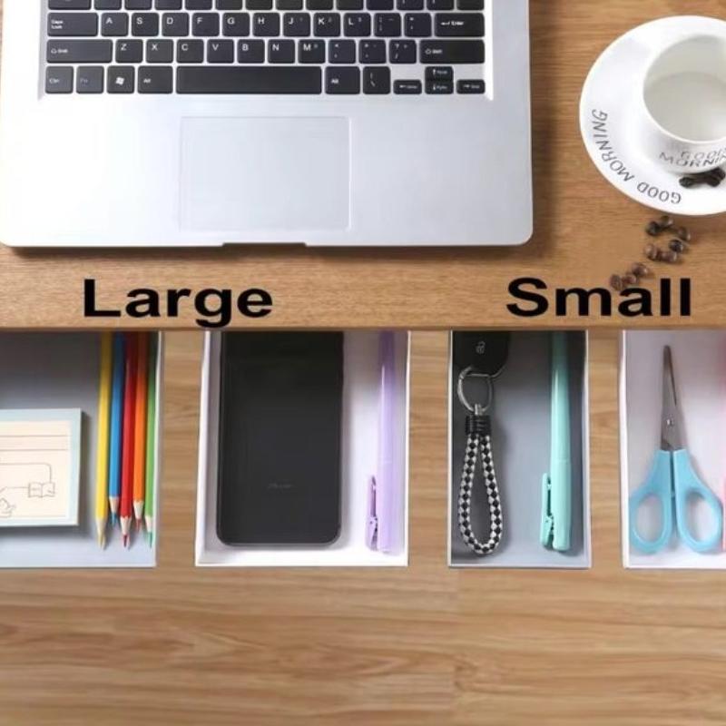Under Desk Storage Box Invisible Self-Adhesive Type Tray Hidden Table Under Storage Drawers for Pencil Makeup Pen Stationery Box