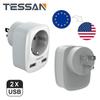 Tessan Дорожный адаптер из ЕС в США Адаптер-розетка 3 в 1 с 2 USB-портами Европейский дорожный адаптер типа B для США, Канады, Мексики