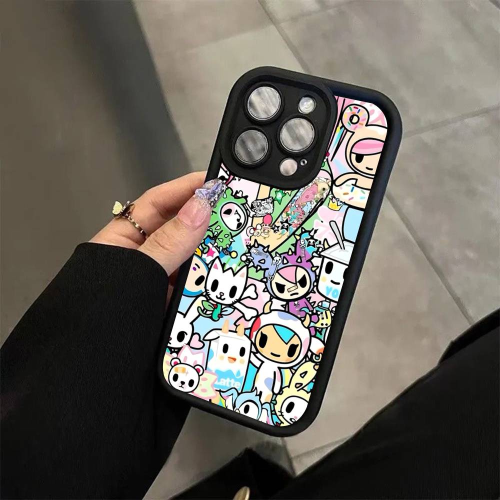 Япония Tokidokis Для iPhone 17 16 15 14 13 12 11 Pro Max Plus Черный Полное Покрытие Мягкий Фунда Силиконовый Чехол