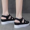 Lucyever New Wedges Heels Platform Sandals Women Hollow Out Pu Leather Gladiator Sandals Woman Summer Thick Sole Sandalias Mujer