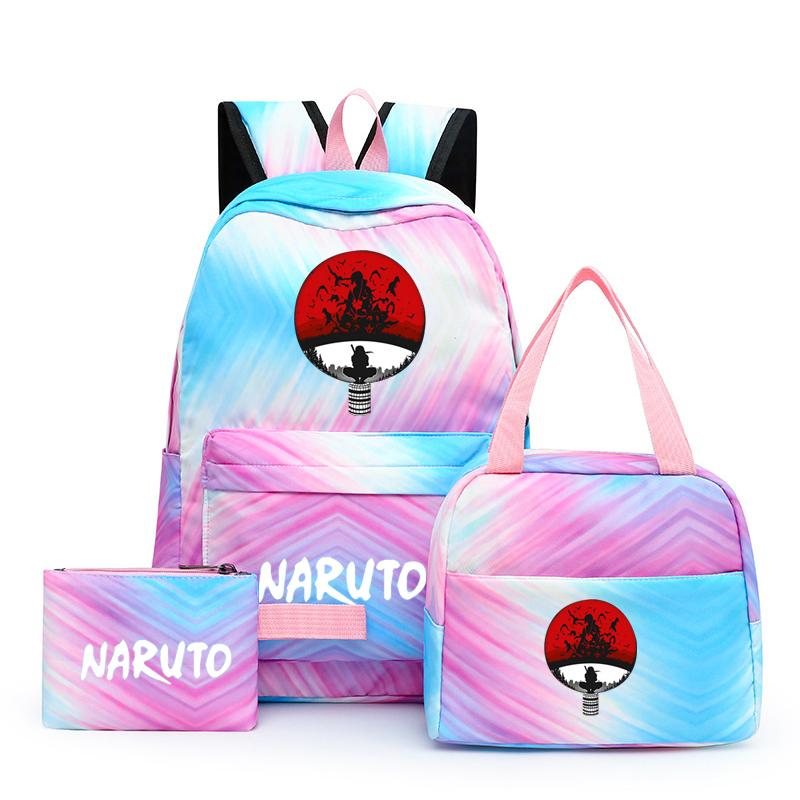 3 шт., школьный рюкзак в стиле аниме для девочек Y2K с сумками для обеда, школьный рюкзак, комплект холщовых сумок, детская сумка-ручка