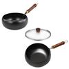 11 '' Iron Wok, Chinese Cooking Wok Gas Induction Koch Dishes Dish Flat Floor Pan for Hotel