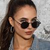 Black Round Sunglasses for Women Metal Frame UV400 Protection Sun Glasses Beach