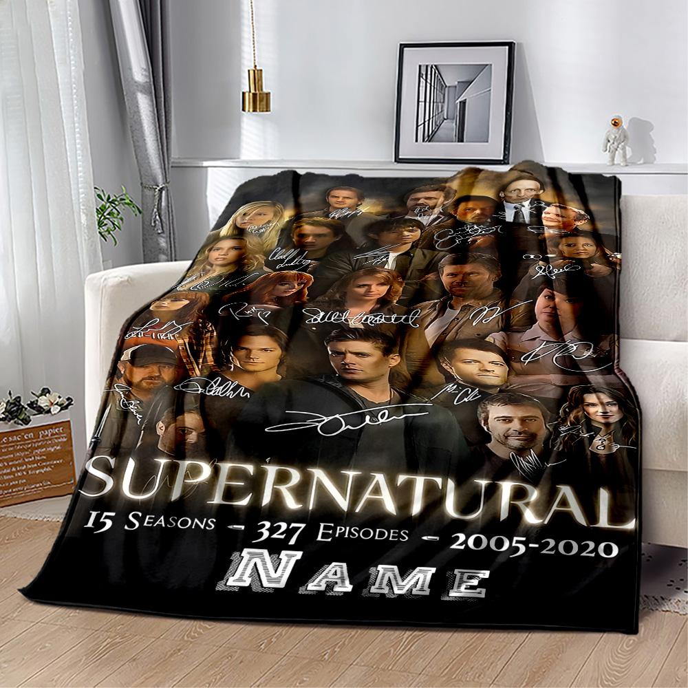 Supernatural Seasons Recap Personalized Text Blanket Gift Customizable Blanket Comfortable Versatile for Seaside Sofa Couch Office All-Season Use