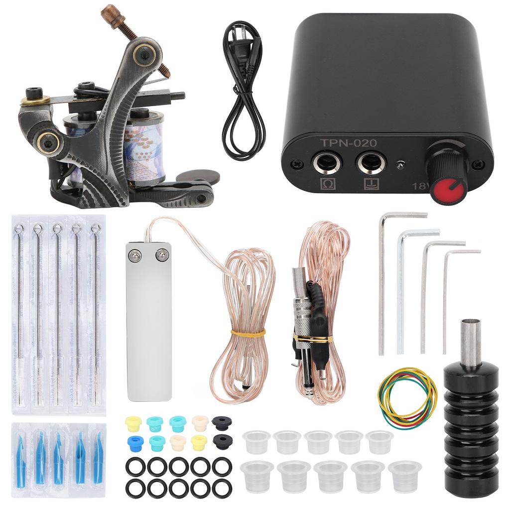 Complete Tattoo Kit Professional Power Supply Coil Tattoo Machine Tattoo Supplies for Beginners