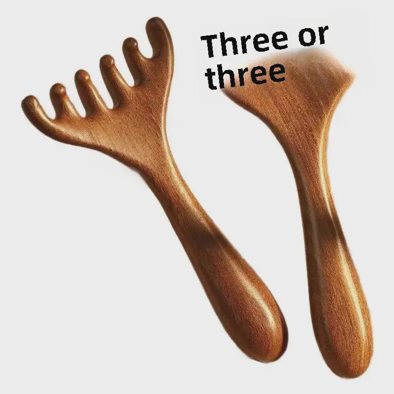 Расческа из оленьих рогов с шестью когтями двойного назначения для массажа и меридиональной терапии