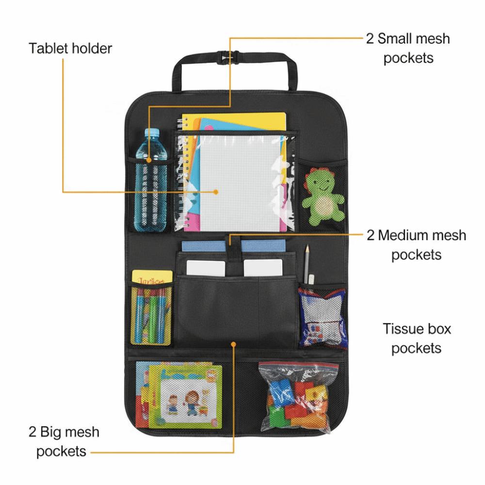 High-Capacity Backseat Car Organizer Multifunctional Storage Bag Kids Car Seats