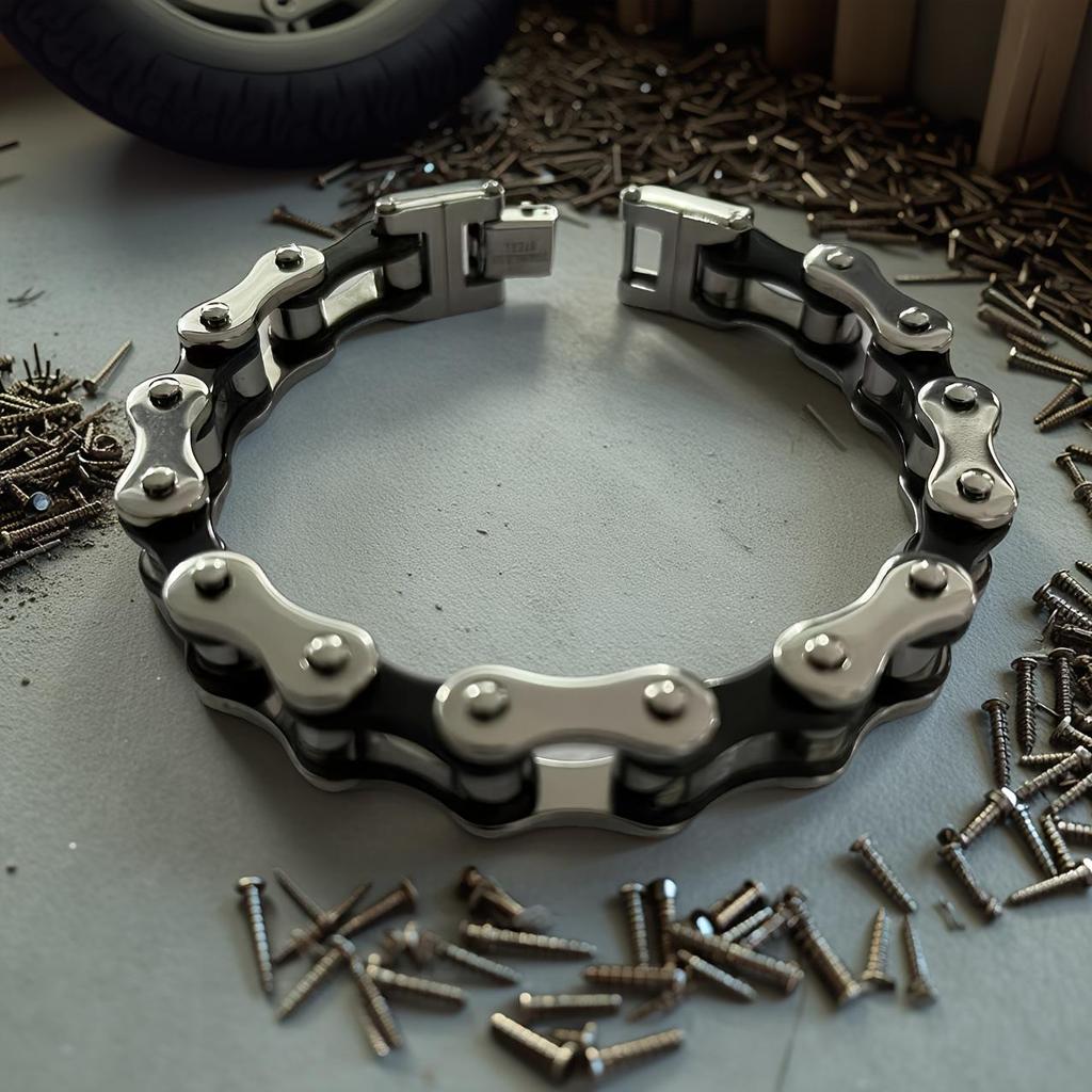 Bike Chain Stainless Steel Bracelet Punk Rock Biker Style for Men Streetwear