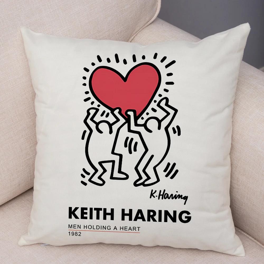 Nordic Style Plush Throw Pillow Case Abstract Keith Artwork Cushion Cover for Sofa Home Car Decor Geometric Art Print Pillowcase