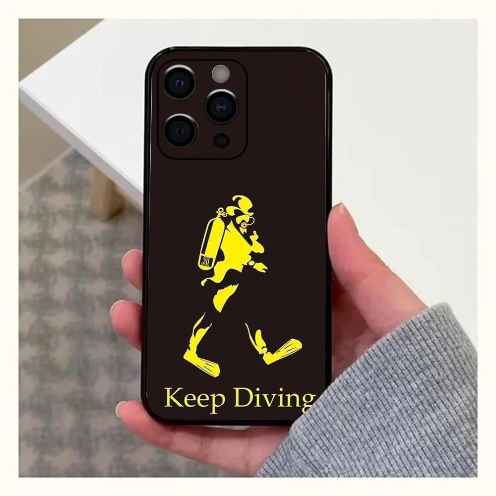 Scuba Diver Diving Phone Case For Apple iPhone 15,14,13,12,11,Pro,X,XS,Max,XR,Plus,Mini Soft Black Cover