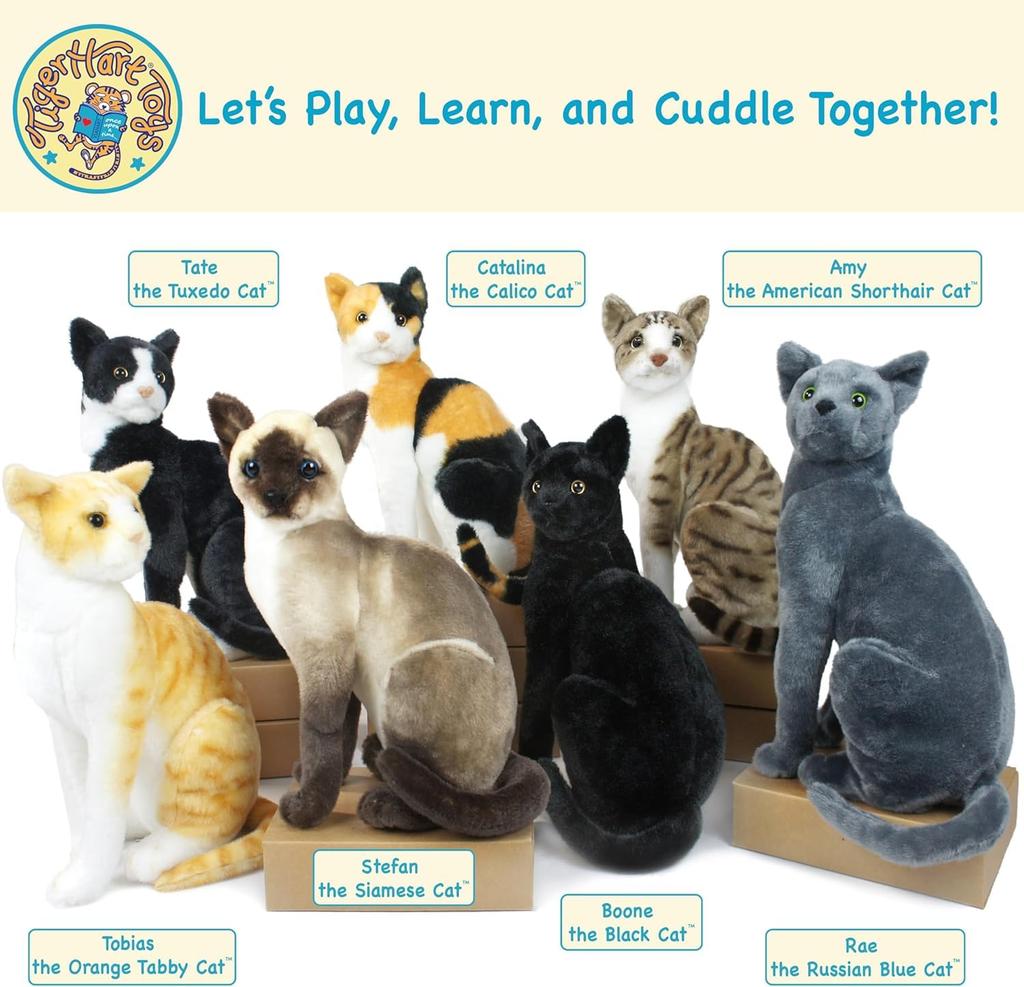 VIAHART Russian Blue Ray Plush Toy, Gray, M Size (approx. 30cm) Fluffy Cat Toy, Washable Plush Toy