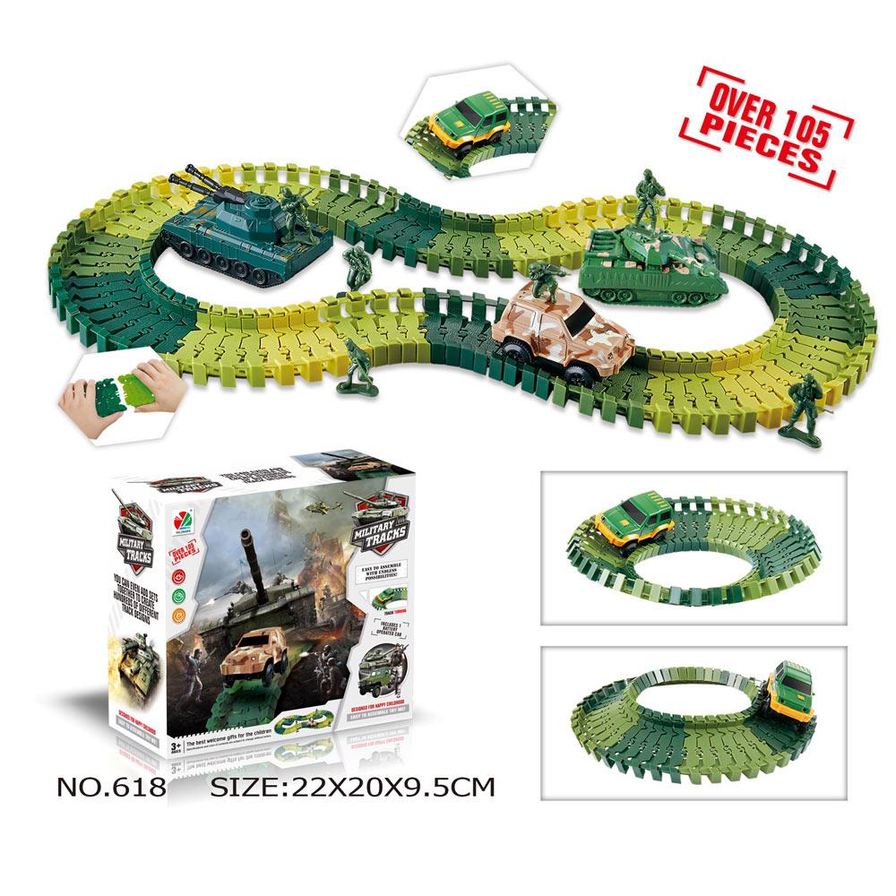 Military Railway Toy Car Track Race Car Track toy set Curved flexible track flash car kids GIFs Educational toys Gifts For Kids