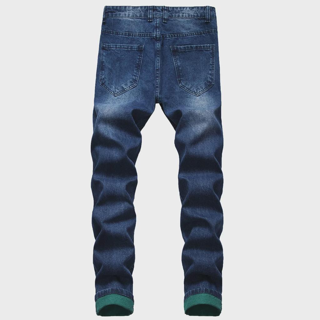 Мужские рваные джинсы Cross-Border Slim Fit из денима