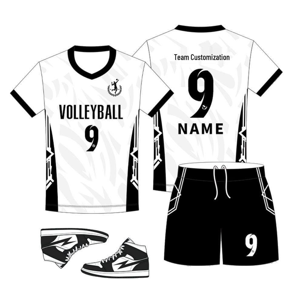 Unisex Volleyball Uniform Set: Breathable, Quick-Drying Jersey & Training Suit with Number Printing for Teams & Competitions.