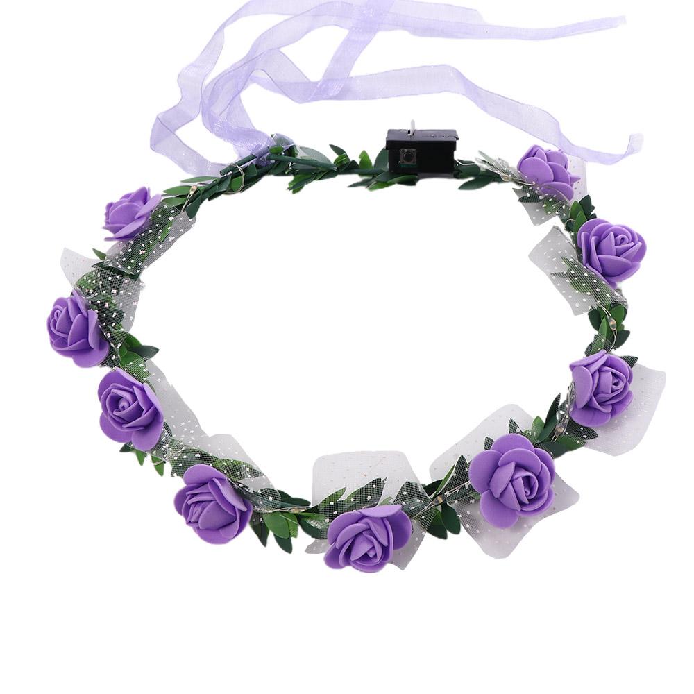 Цветочный светящийся свадебный венок, украшение светодиодной гирляндой, женский головной убор, корона, повязка на голову с цветком