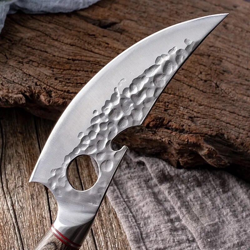 Нож для обвалки из нержавеющей стали, уличный нож с деревянной ручкой, многофункциональный удобный бытовой кухонный нож, ковочное кольцо, удобное ощущение