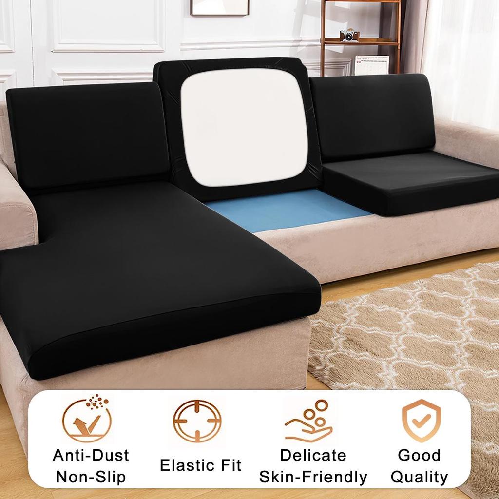 Однотонный эластичный водонепроницаемый чехол на диван из молочного шелка