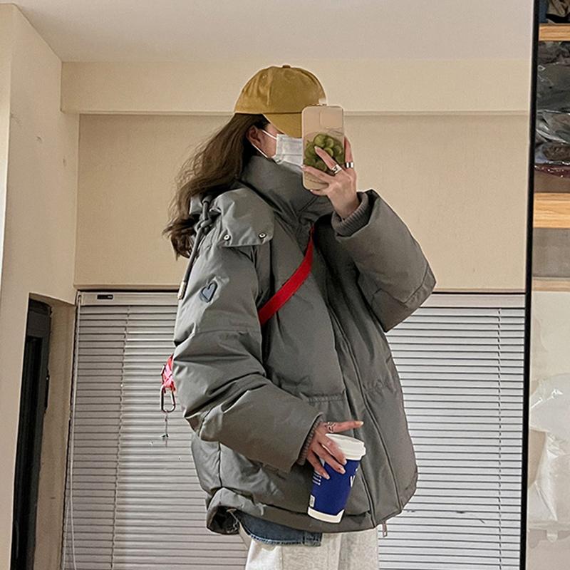 Короткая хлопковая куртка с принтом «Любовное сердце» для мужчин и женщин, куртка для пар, теплая хлопковая куртка, модная женская повседневная куртка, верхняя одежда