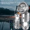 5-in-1 Portable LED Camping Lantern with Fan Bluetooth-compatible Speaker Solar Powered USB