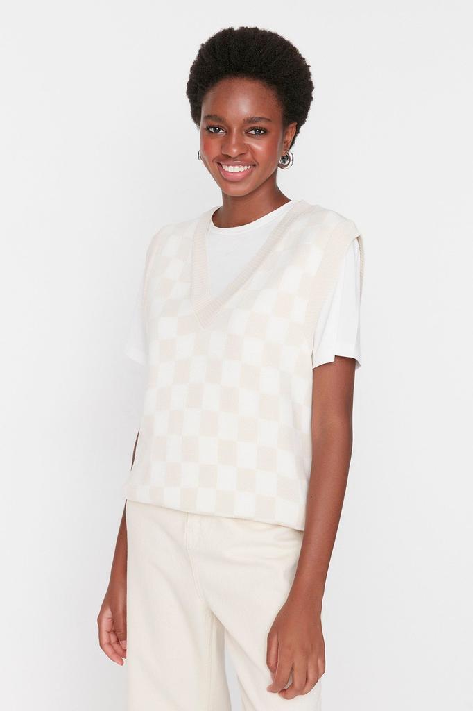 Women's Fashion Stylish Sweater Black V-Neck Knitwear Sweater