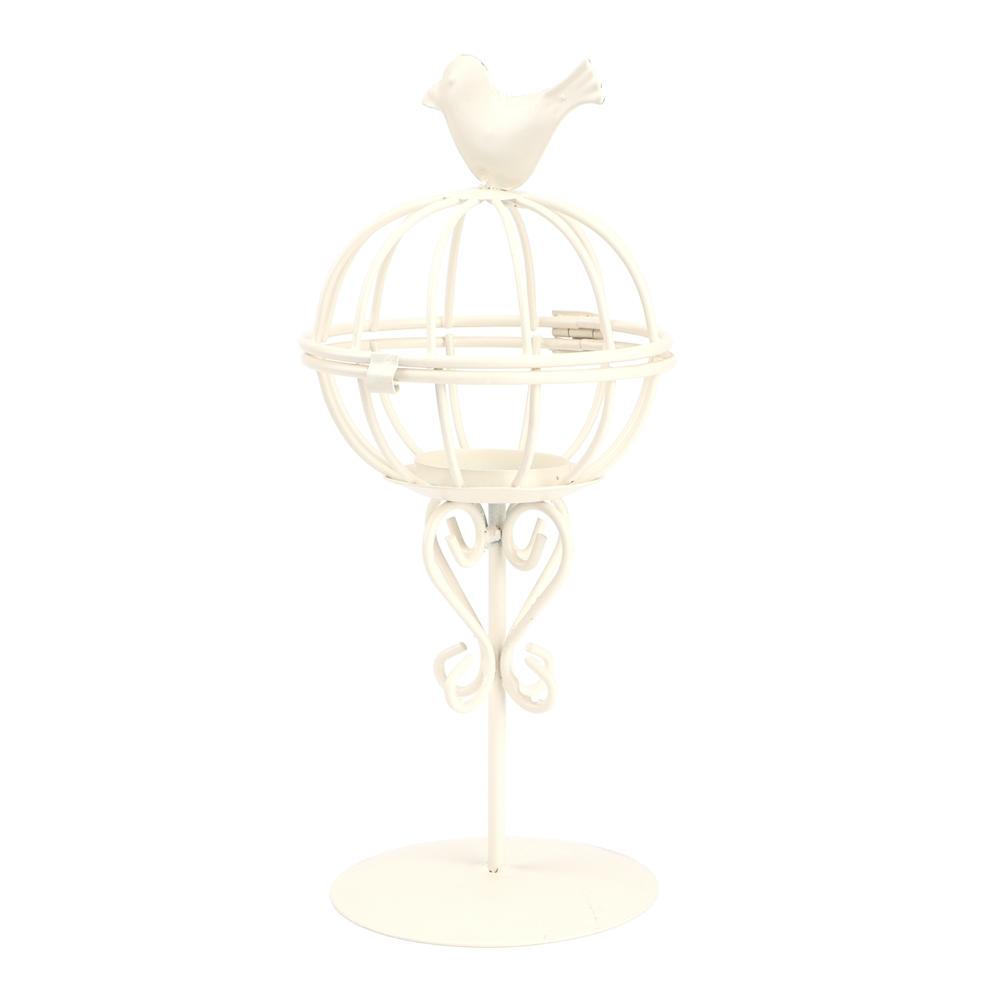 Полый Уникальный Подсвечник в виде Птичьей Клетки из Железа Декор Подсвечника Украшение для Дома Орнамент Белый